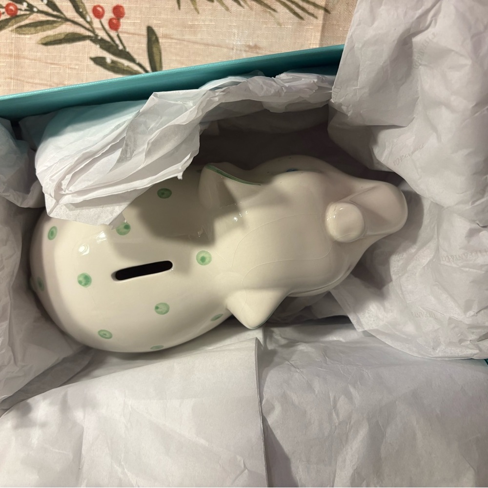 Tiffany and Co. Porcelain Elephant Coin Bank - Picture 7 of 12
